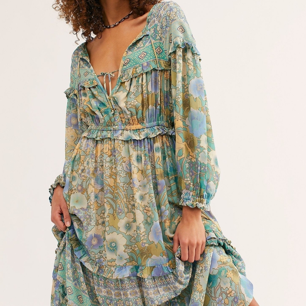 New spell x free people turquoise amethyst gown M - Picture 15 of 16